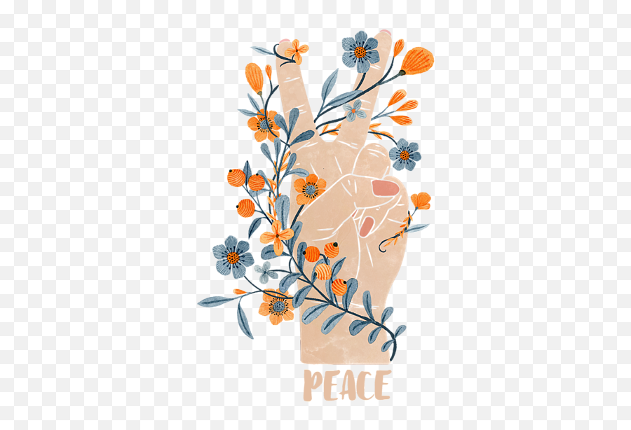 Peace Sign With Orange Flowers Blue And Vines Spiral Notebook - Peace Sign Made Out Of Flowers Png,Peace Sign Transparent Background