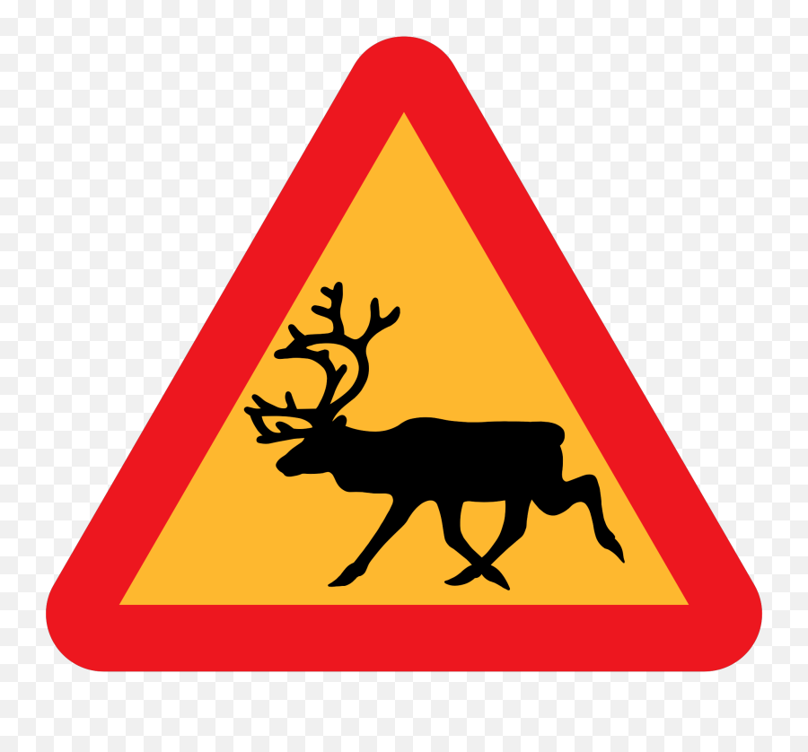 Warning Reindeer Roadsign Clip Art - Vector Traffic Sign Cows Crossing Png,Reindeer Clipart Png