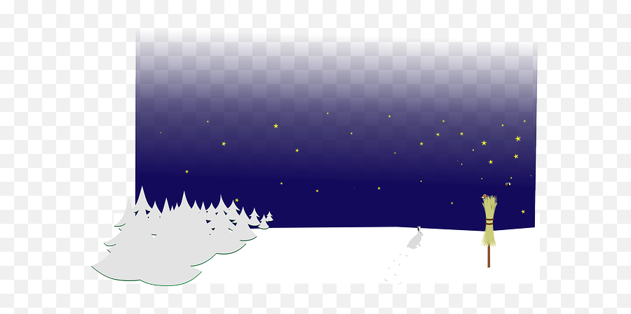 Night Winter Forest Trees Broom Hare Rabbit - Public Png,Forest Trees Png