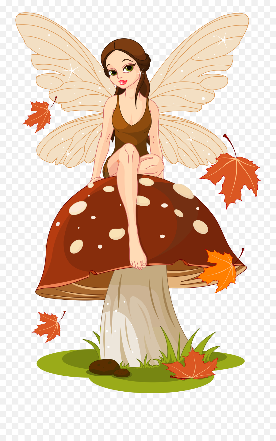 Download Mushroom Clipart Autumn - Fairy Sitting On Mushroom Fairy Sitting On A Mushroom Png,Mushroom Png
