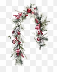 Outdoor Christmas Garland Png - Red And White