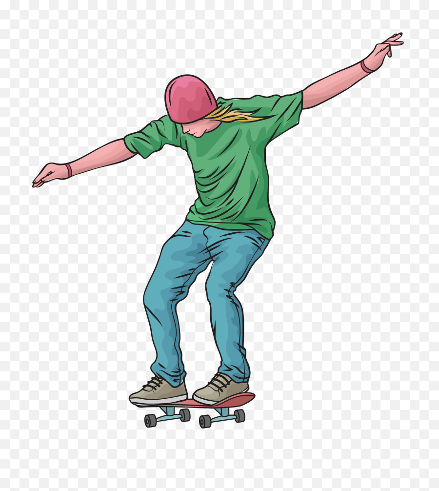 Man Riding A Skateboard Clipart - Man On A Skateboard Png,Skateboard Transparent