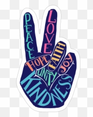Hand Peace Sign Words Hippie Sticker - png