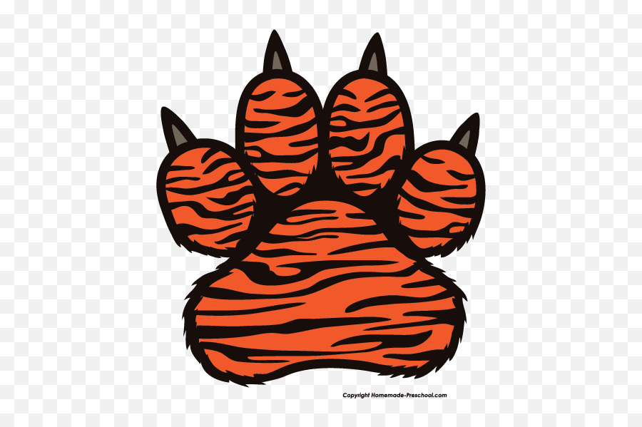Orange Tiger Paw Print - Clip Art Library Tiger Paws To Print Png,Tiger Scratch Png