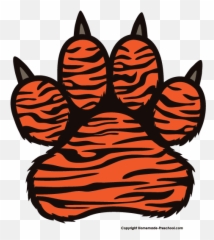 Orange Tiger Paw Print - Clip Art Library Tiger Paws To Print png