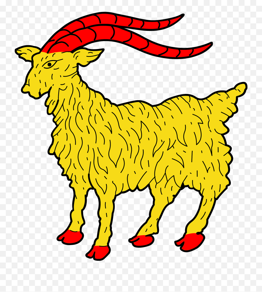 Yellow Goat With Red Horns Clipart - Yellow Goat Png,Goat Horns Png