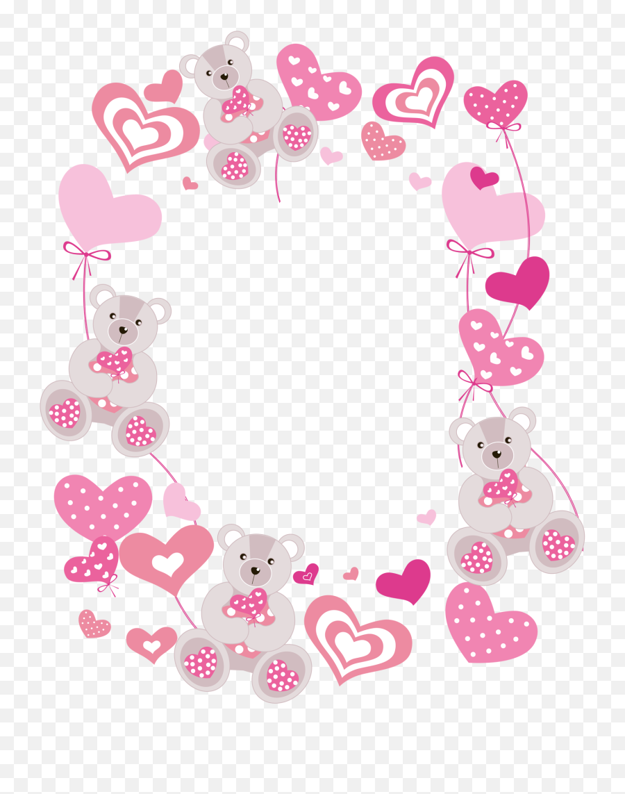 Transparent Hearts Png Photo Frame With Teddy Bears - Background Baby Girl Png,Cute Heart Png