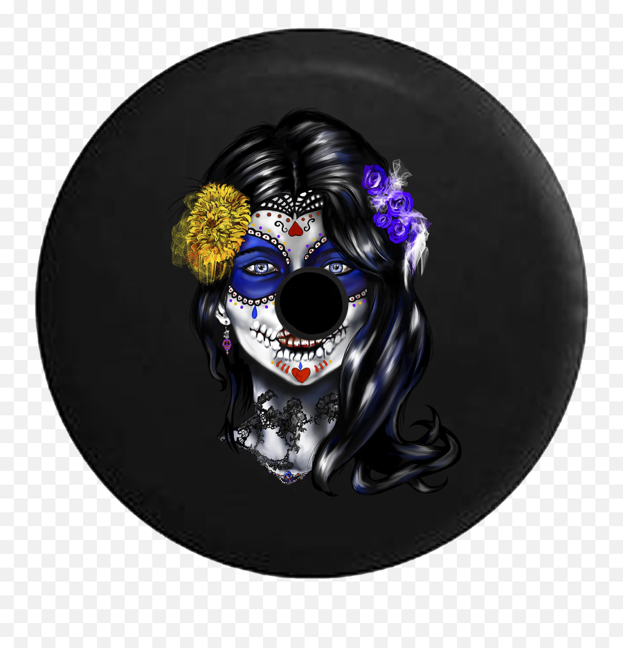 Jeep Wrangler Jl Backup Camera Day Beautiful Sugar Skull Girl Mexican Latin Rv Camper Spare Tire Cover - Blackcustom Sizecolorink Jeep Tire Cover Sugar Skull Png,Mexican Skull Png