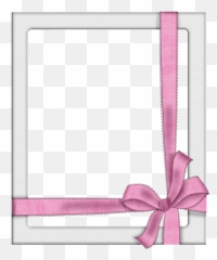 Transparent Silver Frame With Pink Bow Digital - Ribbon Border Design png