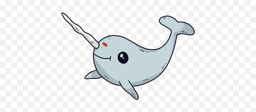 Cute Narwhal Smile Flipper Tusk Tail - Narwhal Transparent Background Png,Narwhal Png