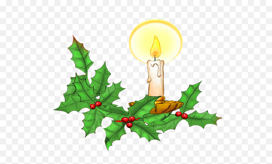 Christmas Candle And Holy Leaves - Christmas Day Png,Christmas Leaves Png