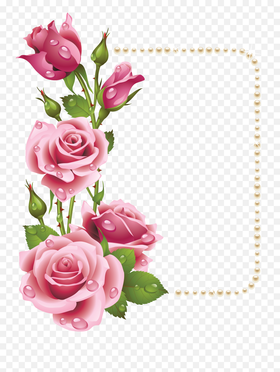 Pink Rose Border Png - Large Transparent Frame With Pink Rose Frame,Roses Transparent Background