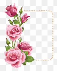 Pink Rose Border Png - Large Transparent Frame With Pink Rose