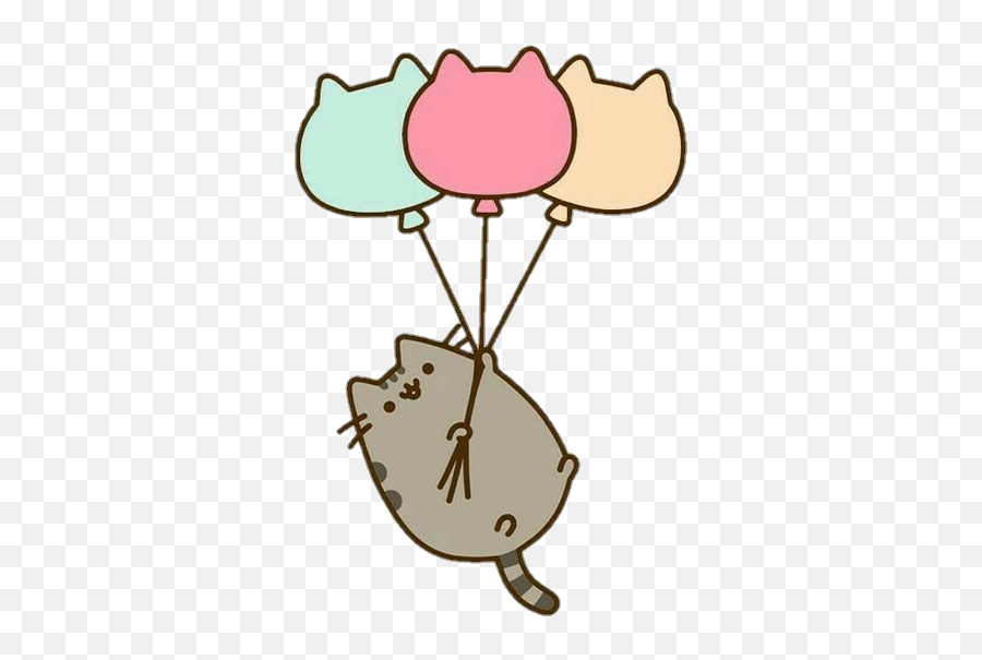 Clipart Balloons Cat Transparent Free - Pusheen Cat With Balloons Png,Pusheen Transparent