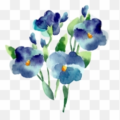 Flower Blue Watercolor Painting - Clipart png