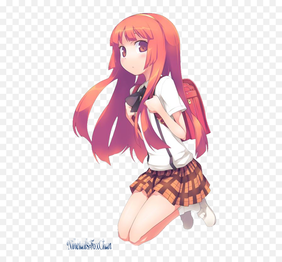 Com Jumping Anime Girl Render By Ninetailsfoxchan - Anime Anime School Girl Transparent Png,Transparent Anime Girl