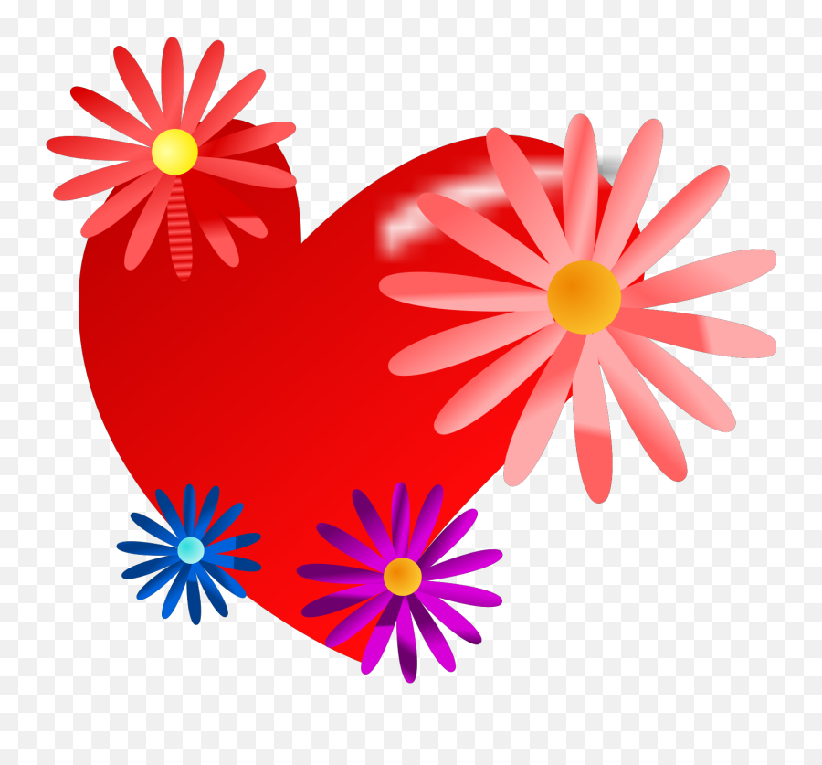 Red Heart With Daisies Svg Vector - Clipart Images Day Png,Daisies Png