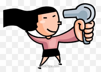 Girl Blow Drying Her Hair Clipart - Girl Blow Drying Her Hair Clipart Png,Blow Dryer Png