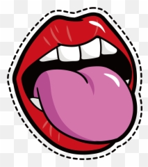 Cartoon Mouth Tongue Material Png