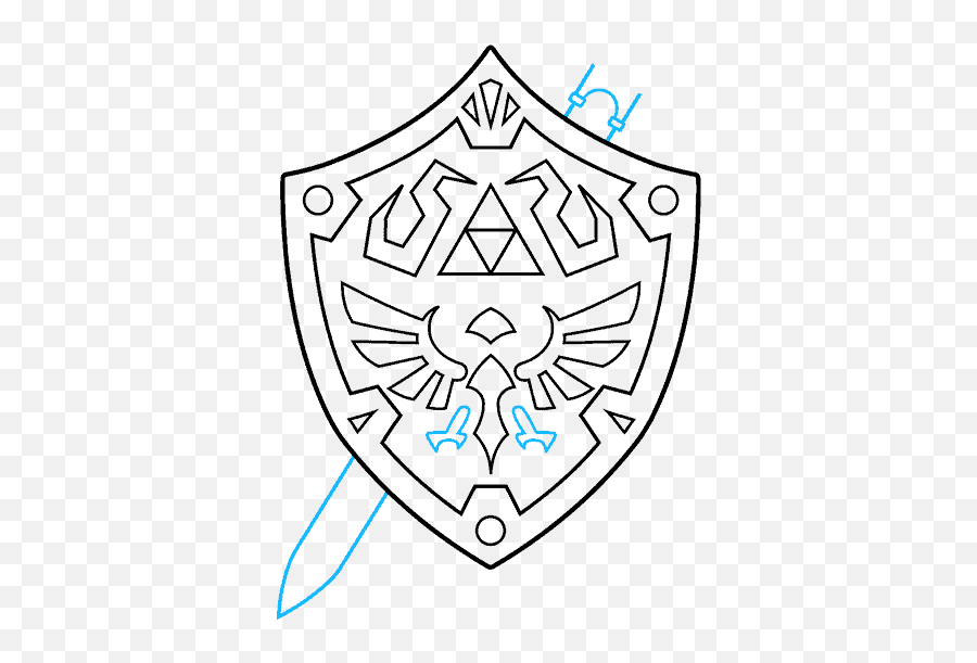 How To Draw The Master Sword And Hylian Shield From - Master Sword And Hylian Shield Drawing Png,Master Sword Transparent