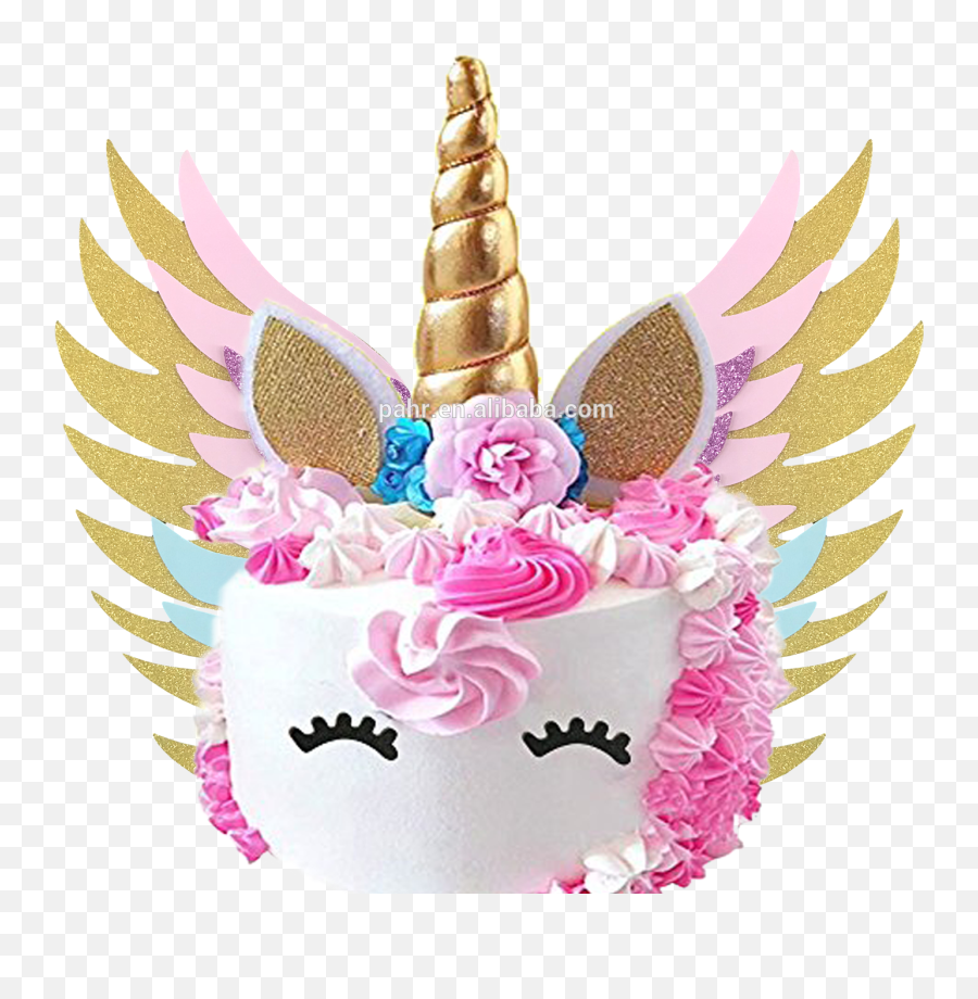 Happy Birthday Cake Photos Colorful Party Decorations Set Unicorn With Gold Wings - Buy Unicorn With Gold Wings Birthday Cakehappy Unicorn Cake For Baby Shower Png,Gold Wings Png