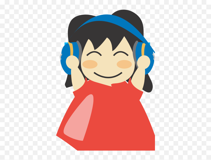 Girl With Headphones Vector Drawing - Listening To Music Clipart Png,Cartoon Headphones Png