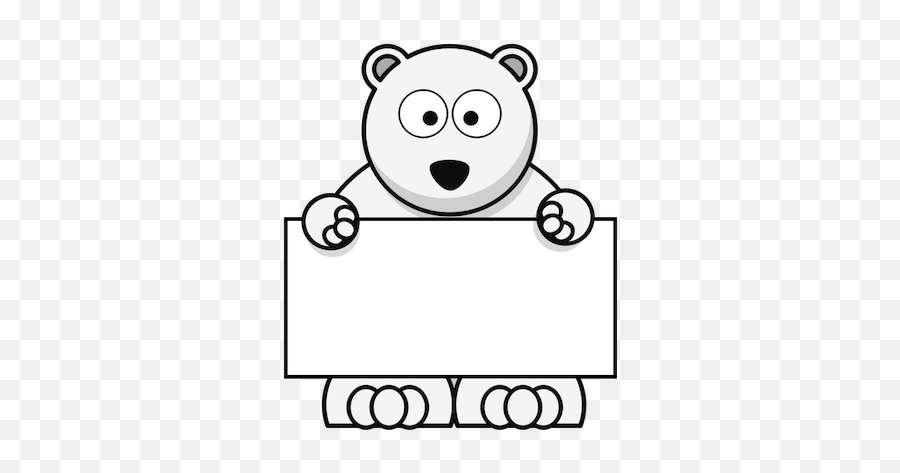 Polar Bear Holding Blank Signboard Vector Graphics Public - Polar Bear Bear Cartoon Png,Snow Bear Icon Png