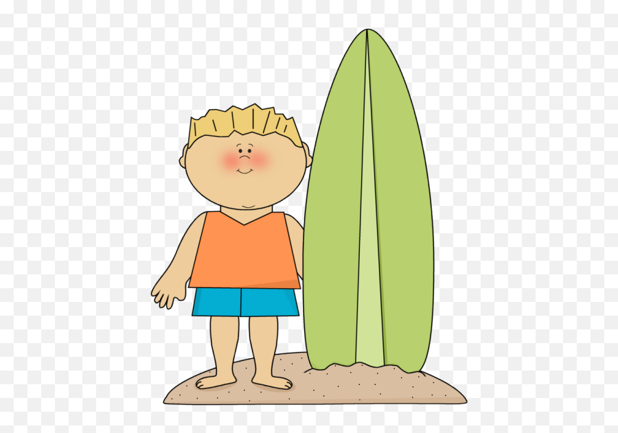 Summer Boy And Surfboard Clip Art Clipart - Clipartandscrap Boy Surfer Clipart Png,Summer Clipart Png