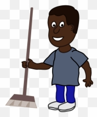 Man With Broom Clipart Free Download Transparent Png - Boy With Broom Cartoon Png