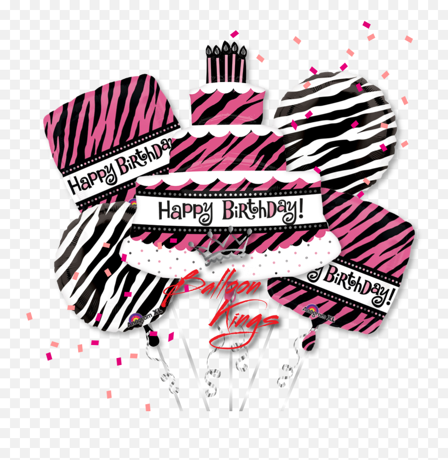 Happy Birthday Zebra Cake Bouquet - Birthday Png,Happy Birthday Transparent