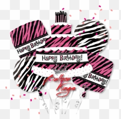Happy Birthday Zebra Cake Bouquet - Birthday Png,Happy Birthday Transparent