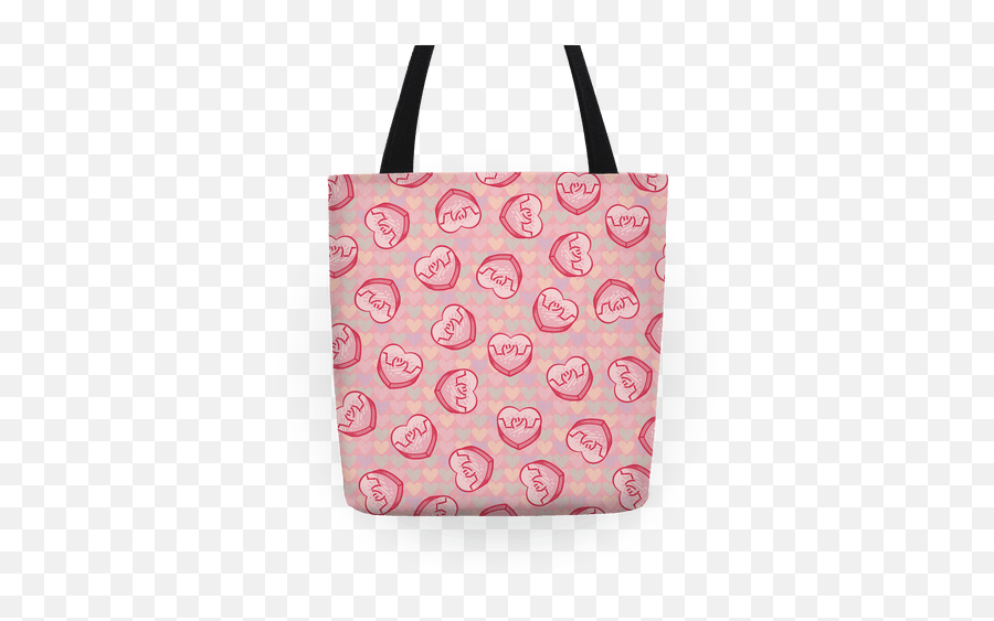Shrug Emoji Candy Hearts Pattern Tote - Tote Bag Png,Shrug Emoji Png