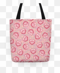 Shrug Emoji Candy Hearts Pattern Tote - Tote Bag Png,Shrug Emoji Png