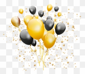 Gold And Black Balloons Confetti - Female 50th Birthday Invitations Png,Black Balloon Png