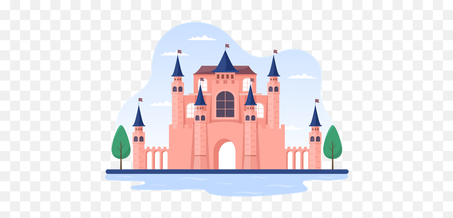 Castle Icon - Download In Colored Outline Style Illustration Png,Castle Icon Vector