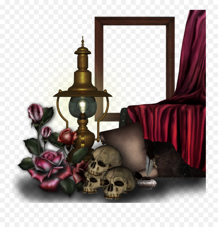 Download Skull Frame Lantern Gothic Halloween - Gothic Photo Portable Network Graphics Png,Gothic Frame Png