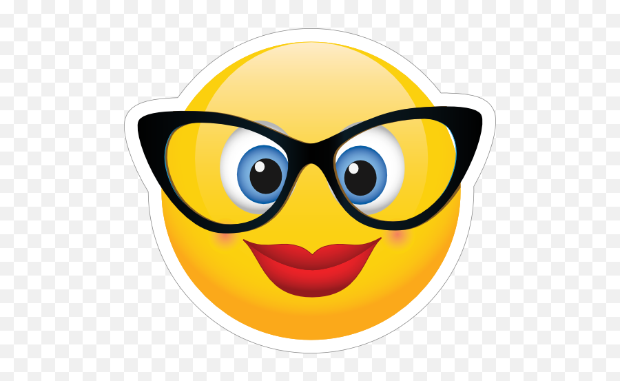 Cute Classy Glasses Female Emoji Sticker - Nurse Smiley Png,Glasses Emoji Png