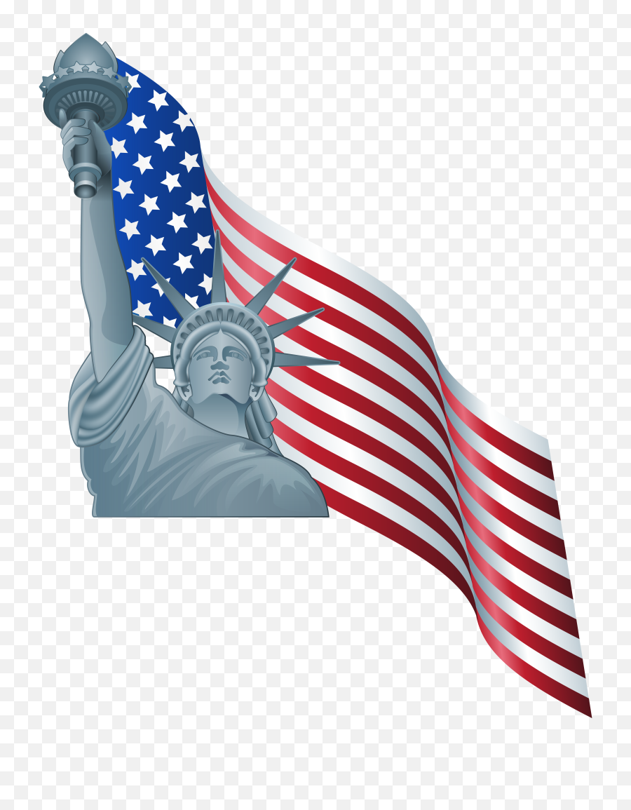 American Flag And Statue Of Liberty Png Clip Art - American Statue Of Liberty Clipart,American Flag Transparent Background