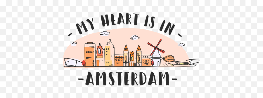 Amsterdam Heart Skyline Cartoon - Transparent Png U0026 Svg Amsterdam Png,Heart Cartoon Png