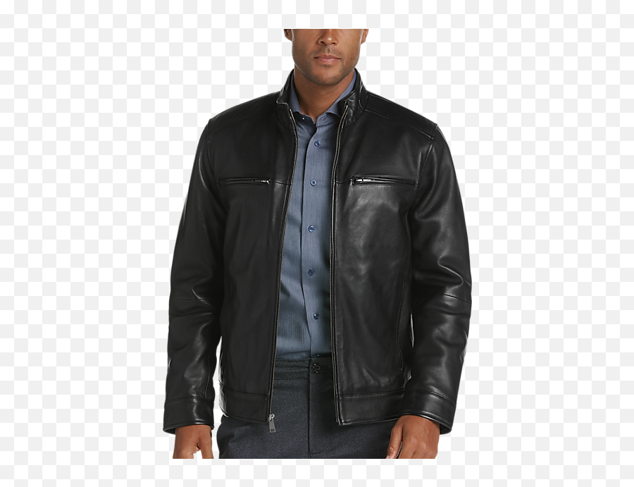 Pronto Uomo Black Modern Fit Leather Moto Jacket - Long Sleeve Png,Icon Moto Leathers