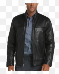 Pronto Uomo Black Modern Fit Leather Moto Jacket - Long Sleeve Png,Icon Moto Leathers