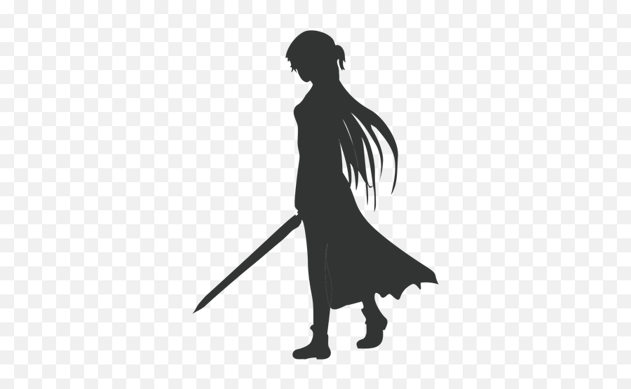 Anime Girl Sword Cloak Silhouette - Transparent Png U0026 Svg Anime Girl Silhouette,Sword Transparent Background