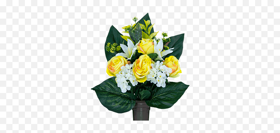 Yellow Rose With White Hydrangea And Lily Ma2426 - Floribunda Png,Yellow Rose Transparent