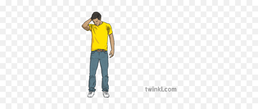 Sad Man Downcast Upset Unhappy Ks2 Illustration - Twinkl Standing Png,Sad Man Png