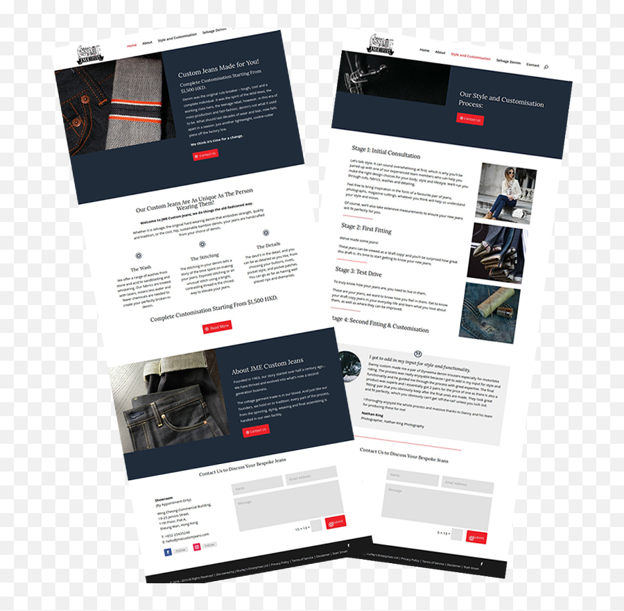 Jme Custom Jeans Fully Customised Web Design Wordpress Divi - Brochure Png,Jeans Png