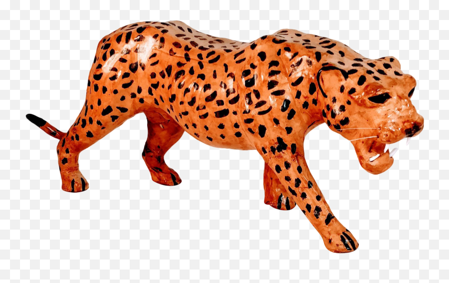Vintage Leather Leopard Figure Cheetah African Animal Sculpture Wildlife Wild Cat Africa Faux - Animal Figure Png,Cheetah Transparent