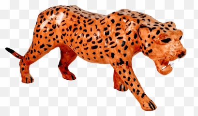 Vintage Leather Leopard Figure Cheetah African Animal Sculpture Wildlife Wild Cat Africa Faux - Animal Figure Png,Cheetah Transparent