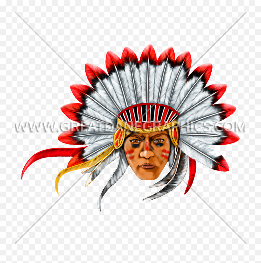 Indian Chief Head Production Ready Artwork For T - Shirt Sticker Png,Indian Headdress Png