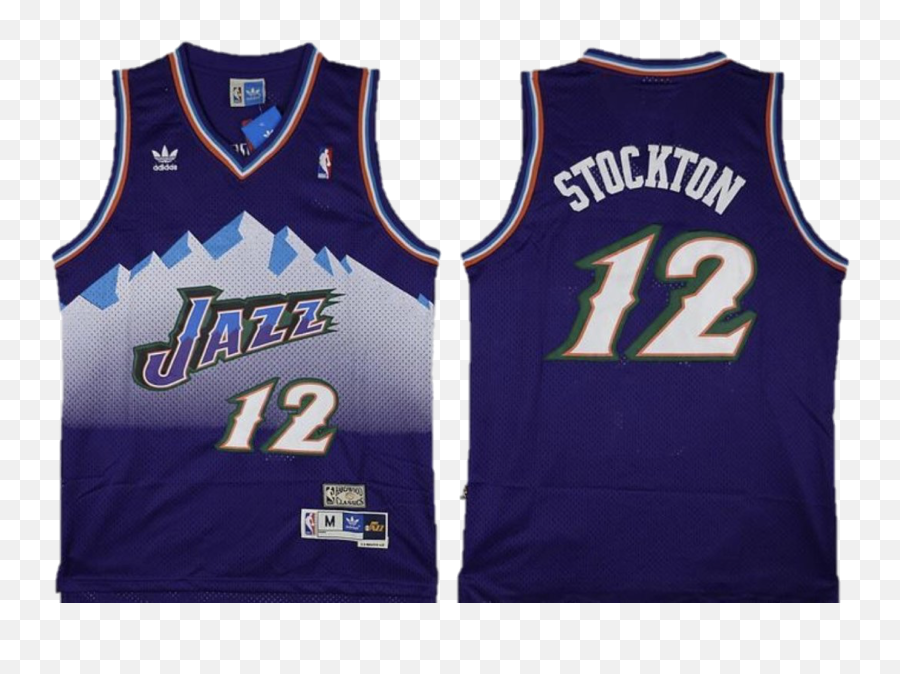 John Stockton Utah Jazz Hardwood Classic Jersey - Purple Utah Jazz Stockton Retro Jersey Png,Utah Jazz Logo Png