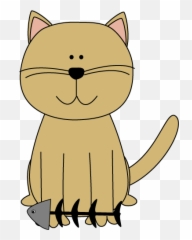 Cat With Fish Skeleton Clipart - Cat With Fish Clipart Png,Fish Skeleton Png